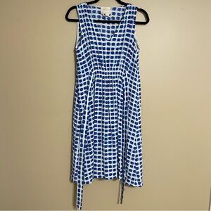 Kate Spade‎ New York Blue Island Stamp tie waist sleeveless Dress size small